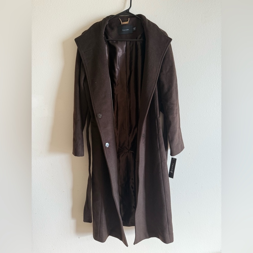 NWT Chocolate Brown Women's Wool Coat - Picture 4 of 4